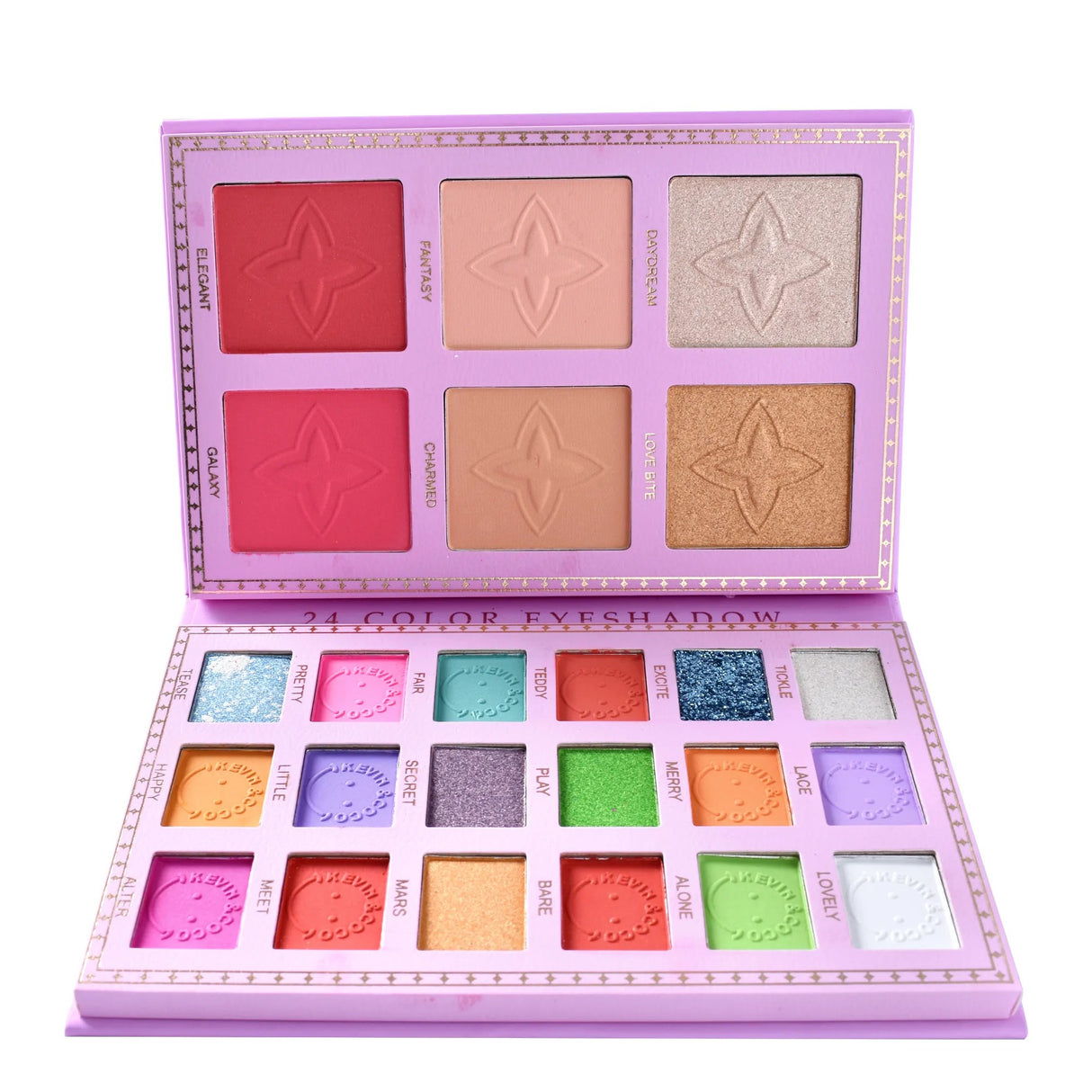 Paleta Farduri Kevin&Coco, Tip Carte, 24 Culori, Iluminator Si Blush Inclus, Dreptunghiulara, 210 G, 16.2 X 10.8 X 2.2 Cm, Valabilitate 3 Ani, Multicolor - vivimall.ro