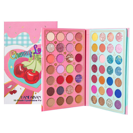Trusa de machiaj, paleta de farduri Handayan Cherry love cu 56 de culori pigmentate, Vivimall - vivimall.ro