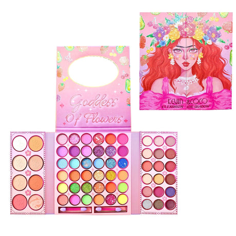 Trusa de machiaj, paleta de farduri si iluminator Kevin&Coco cu 62 de culori pigmentate, Vivimall - vivimall.ro