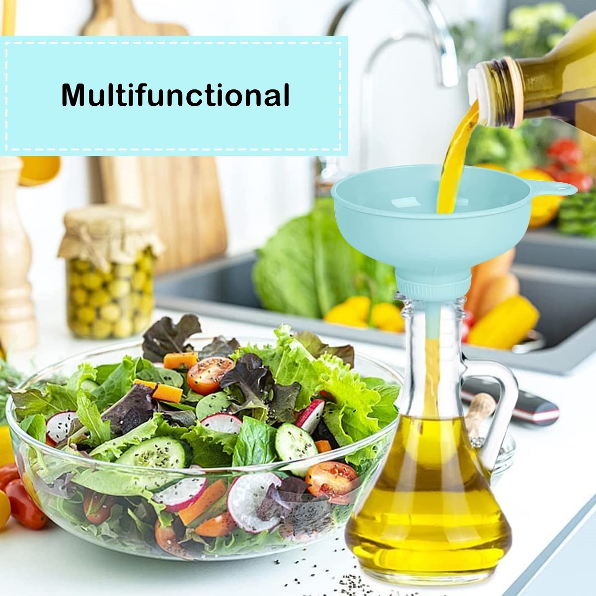 Palnie din plastic 3 in 1 Vivimall, doua dimensiuni de scurgere, cu filet si filtru, diametru scurgere 5.4 cm, 11.5 x 16.7 cm, albastru - vivimall.ro