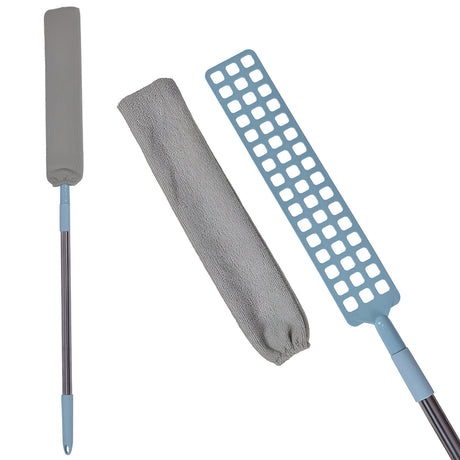 Pamatuf pentru Curatat Praful, Vivimall, Model Slim pentru Zone Greu Accesibile, Maner Extensibil, Laveta Microfibra Inclusa, Usor de Curatat, Albastru Gri - vivimall.ro