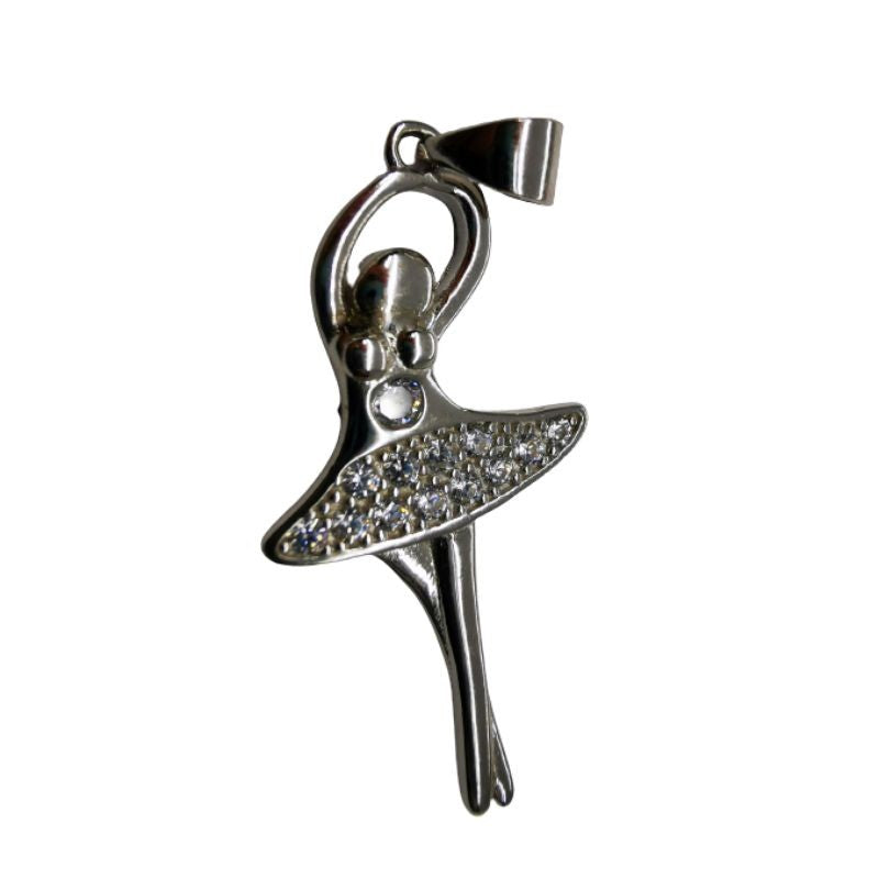 Pandantiv Argint 925 Balerina Mare Cu Pietre