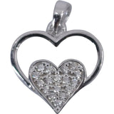 Pandantiv, Jolie Silver, Argint 925, Model Inima in Inima, Pietre Zirconiu, 20 x 15 mm, 1.2 g - vivimall.ro