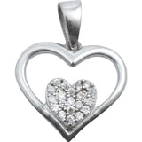 Pandantiv, Jolie Silver, Argint 925, Model Inima in Inima, Pietre Zirconiu, 20 x 15 mm, 1.2 g - vivimall.ro