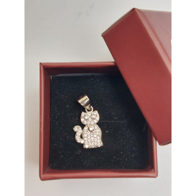 Pandantiv Argint 925 Pisicuta cu Inima la Gat, Jolie Silver, 1.7g, 1.5 cm x 1 cm - vivimall.ro