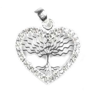 Pandantiv Copac in inima cu pietre, Argint 925, 1.8 cm x 1.5 cm - vivimall.ro