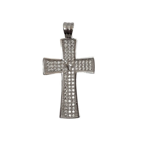 Pandantiv cruce argint 925 Jolie Silver cu pietre ornamentale, vedere frontală completă, 3 x 2 cm