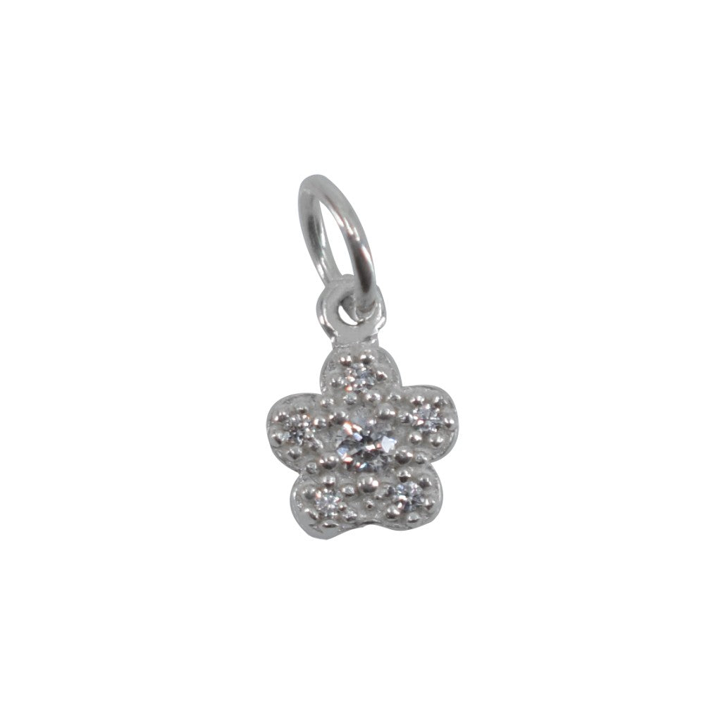 Pandantiv din Argint 925, Jolie Silver, Model Floare Cu Pietre, 0.9 g, 1 x 1 cm, Alb - vivimall.ro