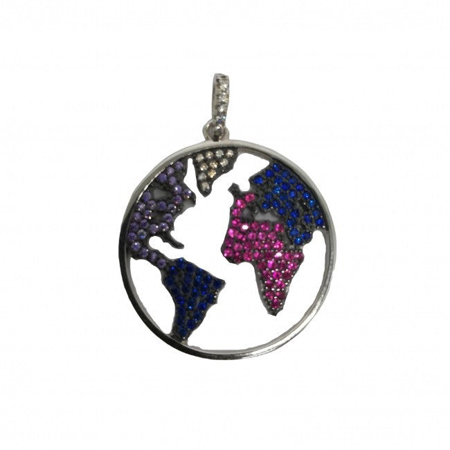 Pandantiv din Argint 925 Harta cu Zirconii Colorate - vivimall.ro
