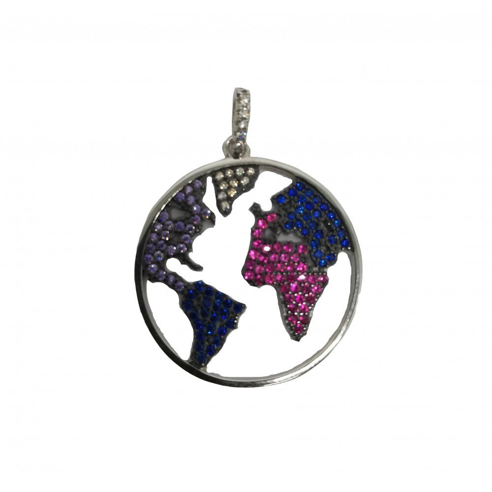 Pandantiv din Argint 925 Harta cu Zirconii Colorate - vivimall.ro
