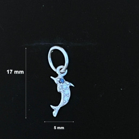 Pandantiv din Argint 925 Jolie Silver, Model Delfin cu Zirconii, 17 x 5 mm, 0.5 g - vivimall.ro