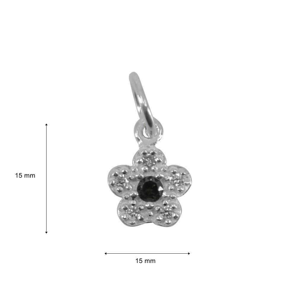 Pandantiv din Argint 925, Jolie Silver, Model Floare Cu Pietre, 0.9 g, 1 x 1 cm, Alb - vivimall.ro