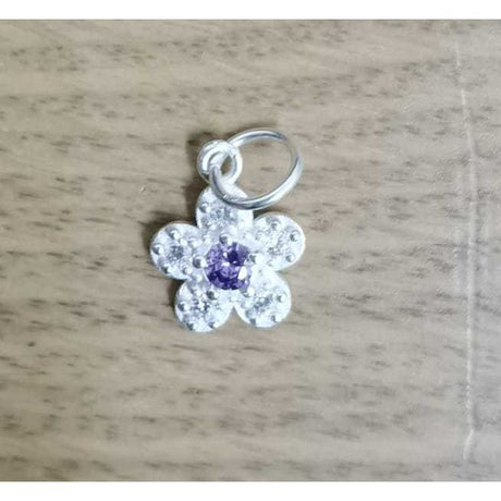 Pandantiv din Argint 925, Jolie Silver, Model Floare Cu Pietre, 0.9 g, 1 x 1 cm, Mov - vivimall.ro