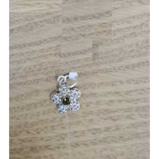 Pandantiv din argint 925 Jolie Silver, model floare cu pietre verzi închis, dimensiuni 1x1 cm, vedere frontală