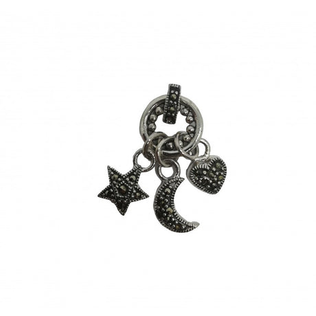 Pandantiv Din Argint 925 Stea Si Luna Cu Marcasite - vivimall.ro