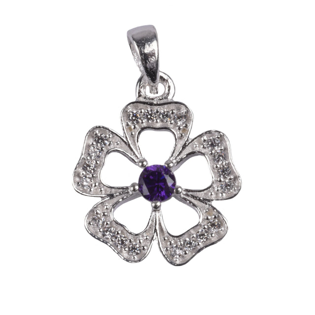 Pandantiv Floare cu Pietre, Argint 925, 1.8 cm x 1.2 cm - vivimall.ro