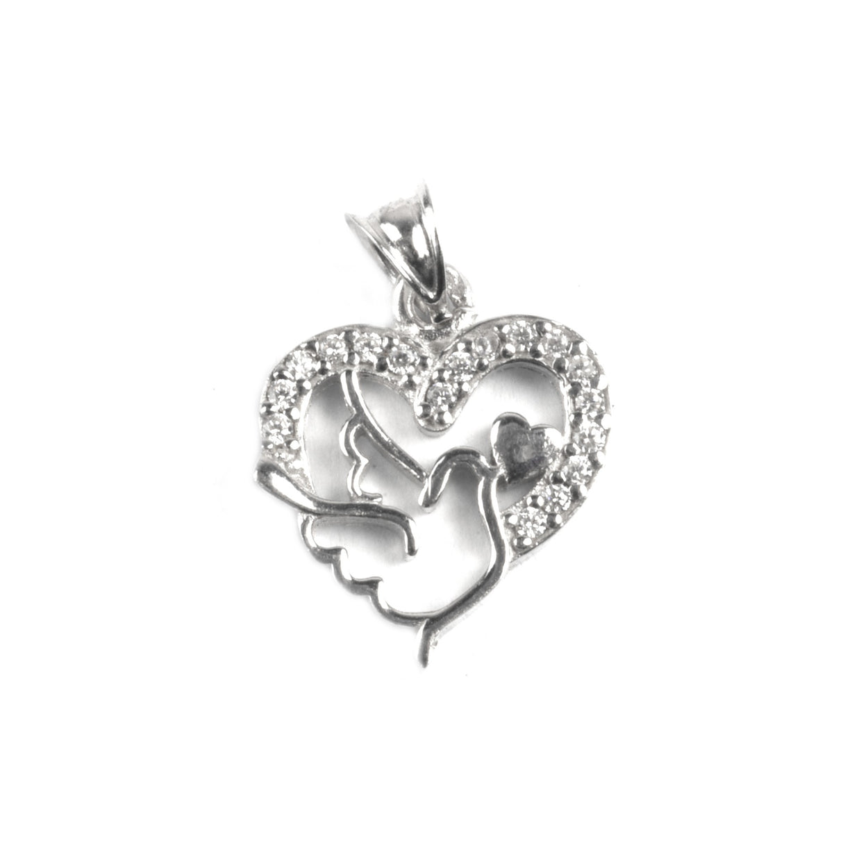 Pandantiv, Jolie Silver, Argint 925, Model Inima cu Porumbel, 20 x 15 mm, 1.5 g - vivimall.ro
