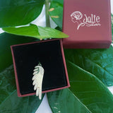 Pandantiv, Jolie Silver, Argint 925, Model Aripa Rodiata cu Zirconii, 30 x 7 mm, 2.3 g - vivimall.ro