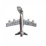 Pandantiv, Jolie Silver, Argint 925, Model Avion Cu Zirconii, 1.7 G, 2x2 Cm - vivimall.ro