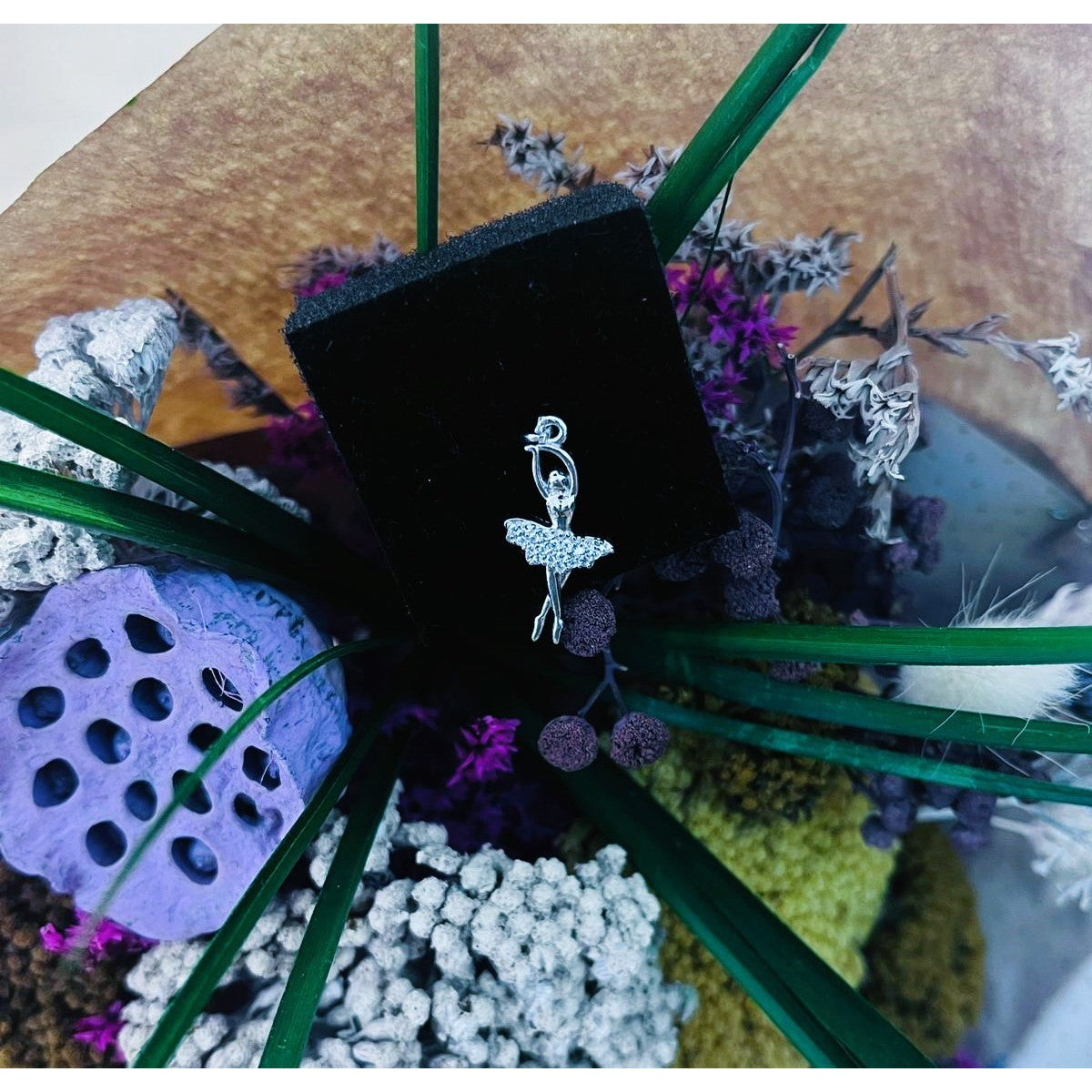 Pandantiv, Jolie Silver, Argint 925, Model Balerina cu Zirconii, 27 x 10 mm, 1.1 g - vivimall.ro