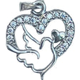 Pandantiv, Jolie Silver, Argint 925, Model Inima cu Porumbel, 20 x 15 mm, 1.5 g - vivimall.ro