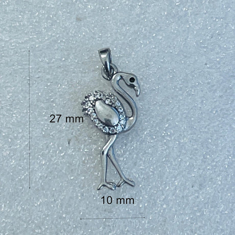 Pandantiv, Jolie Silver, Argint 925, Model Flamingo cu Zirconii, 27 x 10 mm, 1.5 g - vivimall.ro