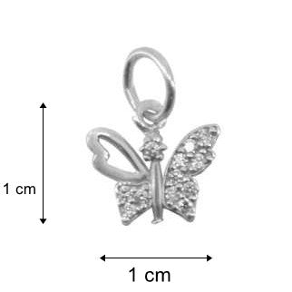 Pandantiv, Jolie Silver, Argint 925, Model Fluture Cu Pietre, 0.5 g, 1 x 1 cm - vivimall.ro