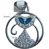 Pandantiv, Jolie Silver, Argint 925, Model Pisica in cerc cu Ochi Albastri, 15 x 15 mm, 1.9 g - vivimall.ro