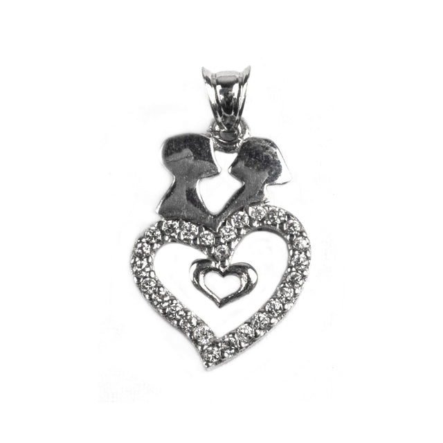 Pandantiv Lovely Couple cu Pietre, Argint 925, 2.3 cm x 1.2 cm - vivimall.ro