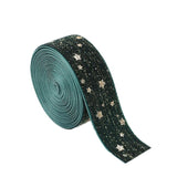Panglica Decorativa de Craciun, Flippy, Panglica din Panza cu aspec de Catifea, Funda Ornament, Model cu Stele Aurii, Decor pentru Brad de Craciun, 200 x 2.5 cm, Verde - vivimall.ro