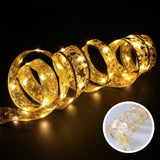 Panglicäƒ Led De Cräƒciun Aurie, Lungime 1 M, 10 Led-Uri, Baterii