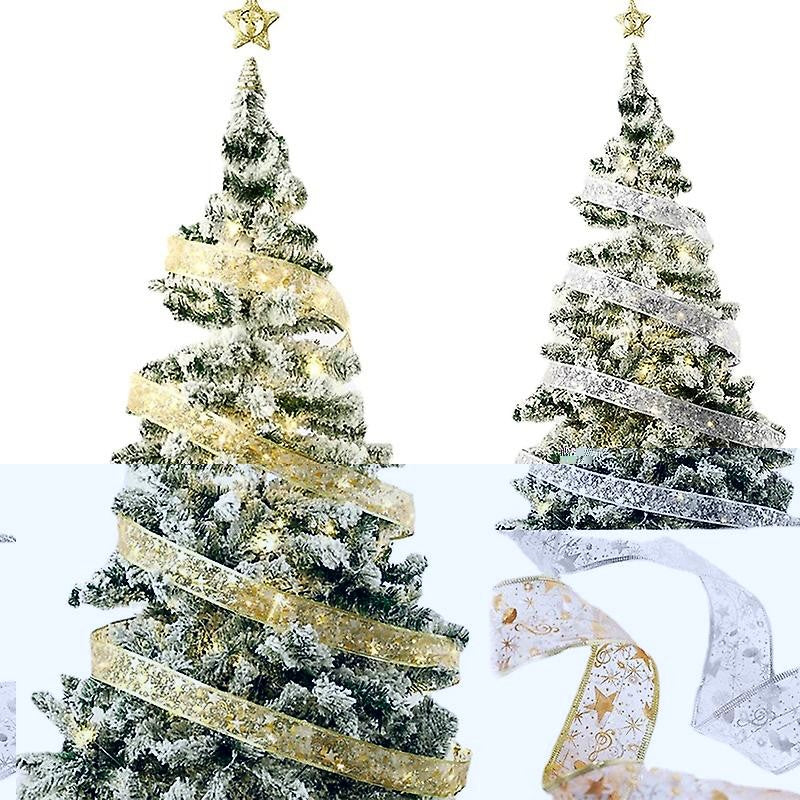 Panglică LED de Crăciun Vivimall Aurie, lungime 1 m , 10 LED-uri, Baterii, Alb rece