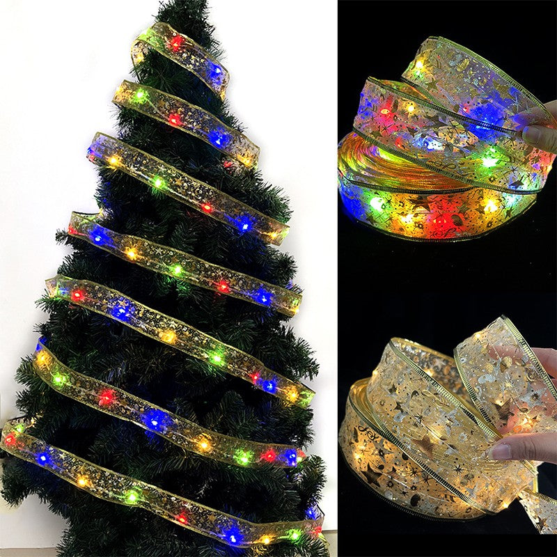 Panglicäƒ Led De Cräƒciun Aurie, Lungime 1 M, 10 Led-Uri, Baterii