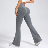 Pantaloni fitness damă Vivimall gri deschis, material spandex nylon, detaliu textură tricotată