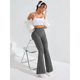 Pantaloni yoga talie înaltă damă Vivimall, ținută sport casual, vedere spate și ansamblu outfit