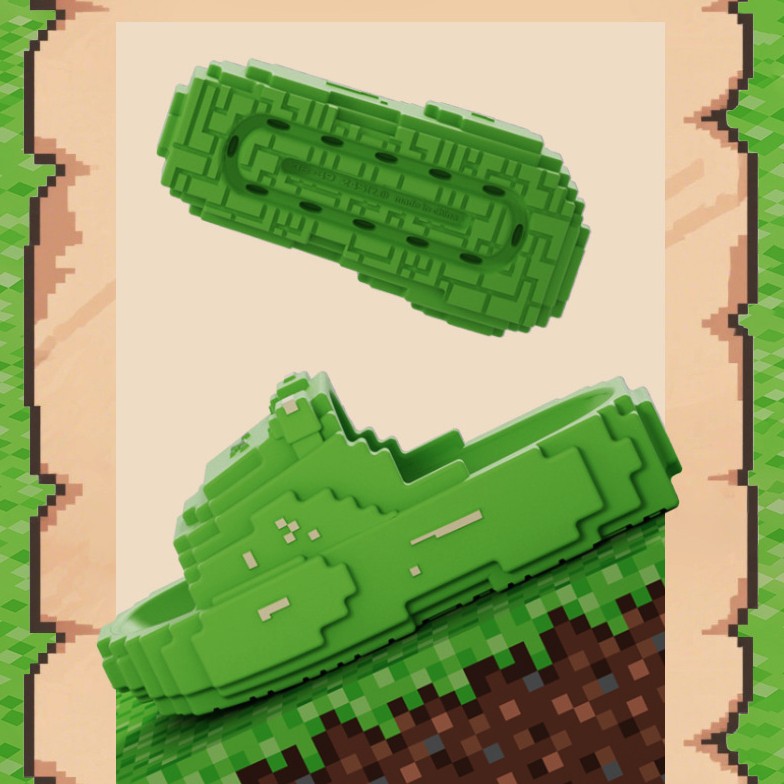 Papuci Casual pentru Adolescenti, Flippy, Model Unisex de Forma Pixel, Rezistenti Usori si Moi din Spuma EVA Antiderapanti, Marime 40-41, Verde deschis - vivimall.ro