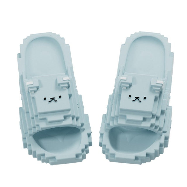 Papuci Casual pentru Adolescenti, Flippy, Model Unisex de Forma Pixel, Rezistenti Usori si Moi din Spuma EVA Antiderapanti, Marime 38-39, Albastru deschis - vivimall.ro