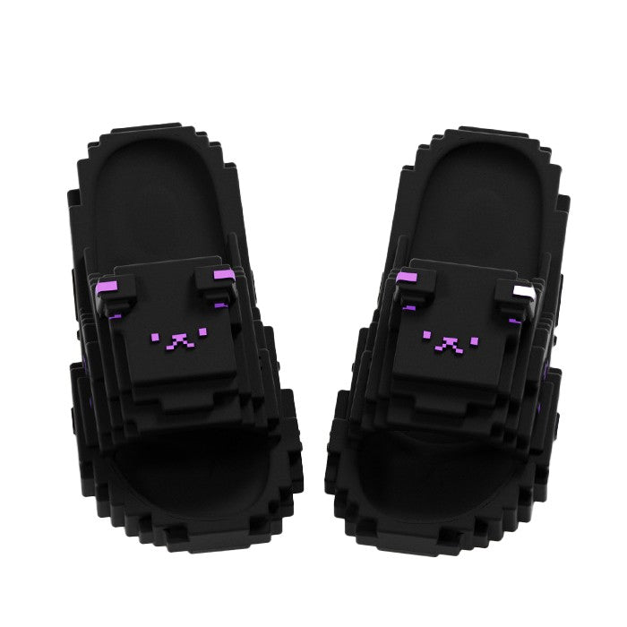 Papuci Casual pentru Adolescenti, Flippy, Model Unisex de Forma Pixel, Rezistenti Usori si Moi din Spuma EVA Antiderapanti, Marime 38-39, Negru - vivimall.ro