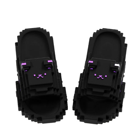 Papuci Casual pentru Adolescenti, Flippy, Model Unisex de Forma Pixel, Rezistenti Usori si Moi din Spuma EVA Antiderapanti, Marime 38-39, Negru - vivimall.ro