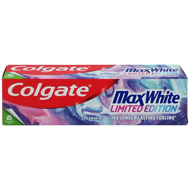 Pastă de dinți Colgate Max Fresh Spearmint 75 ml, ediție limitată, vedere frontală tub