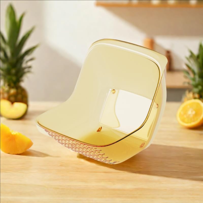 Cos de Spalat Legume/Fructe, Vivimall, cu Scurgere Apa, din PET, 15.5 x 18.6 x 16.2 cm, Galben - vivimall.ro