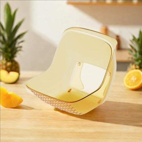 Cos de Spalat Legume/Fructe, Vivimall, cu Scurgere Apa, din PET, 15.5 x 18.6 x 16.2 cm, Galben - vivimall.ro