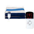 Pătură electrică 180x150 cm, 130 W, design multicolor, vedere frontală desfășurată pe pat