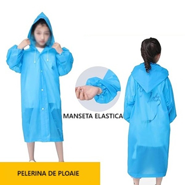 Pelerina De Ploaie, Pentru Copii 100-145 Cm, Din Eva, Impermeabila, Inchidere Cu Capse - vivimall.ro