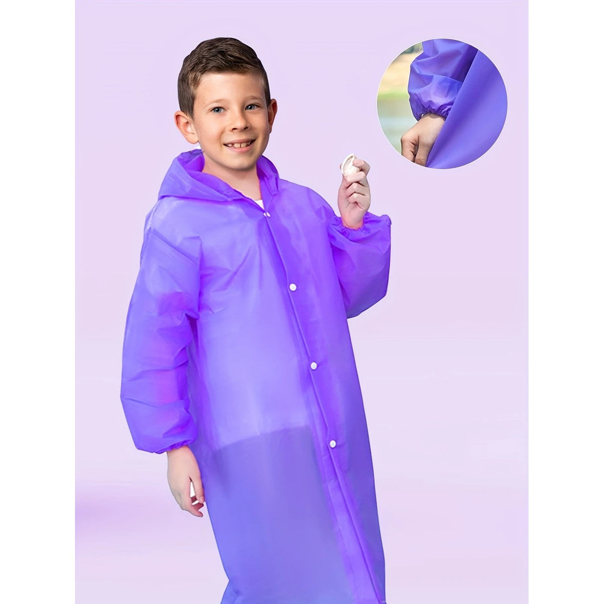 Pelerina De Ploaie, Pentru Copii 100-145 Cm, Din Eva, Impermeabila, Inchidere Cu Capse - vivimall.ro