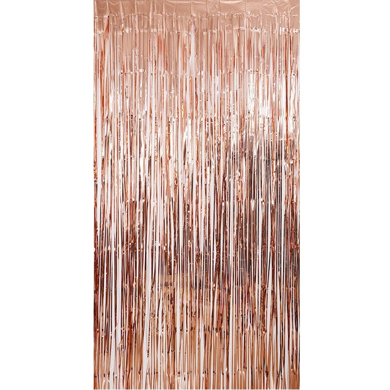 Perdea Franjurata, Vivimall, Model Decor Petrecere, pentru Fundal de Poze, Amenajare Colorata a Petrecerii, Dimensiune 100x200 cm, Roz Auriu - vivimall.ro