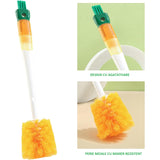 Perie 5 in 1 de Curatat Pahare, Cani, Sticle, Vivimall, cu Maner Lung, Accesorii pentru Spalarea Paielor si Capacelor, Usor de Agatat, 36x7x7cm, Portocaliu-Alb - vivimall.ro