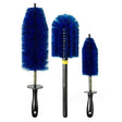 Set 3 Piese Pentru Cosmetica Auto, Din Plastic Si Otel, Maner Ergonomic, Perie Butuc, Anvelope, Detalii - vivimall.ro