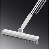 Perie De Curatare Pentru Podele Si Rosturi, Lungime Maner 105 Cm, Capat Pivotant 180 Grade, Peri Din Pp, Otel Si Plastic, Cleste Pentru Scame Si Par Inclus - vivimall.ro
