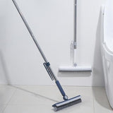 Perie De Curatare Pentru Podele Si Rosturi, Lungime Maner 105 Cm, Capat Pivotant 180 Grade, Peri Din Pp, Otel Si Plastic, Cleste Pentru Scame Si Par Inclus - vivimall.ro